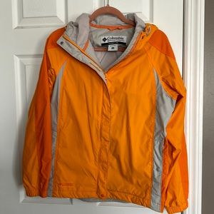 Columbia Orange/Gray Rain Jacket Windbreaker